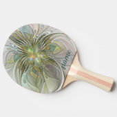 Floral Fantasy Modern Fractal Art Flower Gold Name Tafeltennisbatje (Zijkant)