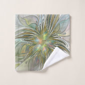 Floral Fantasy Modern Fractal Art Flower met Gold Bad Handdoek (Wasdoekje)