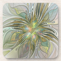 Floral Fantasy Modern Fractal Art Flower met Gold