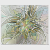 Floral Fantasy Modern Fractal Art Flower met Gold Cadeaupapier (Vlak)