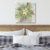 Floral Fantasy Modern Fractal Art Flower met Gold Canvas Afdruk (Insitu (Slaapkamer))
