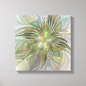 Floral Fantasy Modern Fractal Art Flower met Gold Canvas Afdruk (Voorkant)
