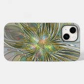 Floral Fantasy Modern Fractal Art Flower met Gold Case-Mate iPhone Case (Achterkant (horizontaal))