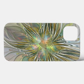 Floral Fantasy Modern Fractal Art Flower met Gold Case-Mate iPhone Case (Achterkant (horizontaal))