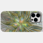 Floral Fantasy Modern Fractal Art Flower met Gold Case-Mate iPhone Case (Achterkant (horizontaal))