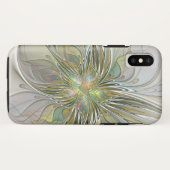 Floral Fantasy Modern Fractal Art Flower met Gold Case-Mate iPhone Case (Achterkant (horizontaal))