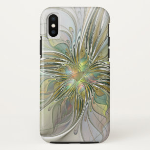 Floral Fantasy Modern Fractal Art Flower met Gold Case-Mate iPhone Case