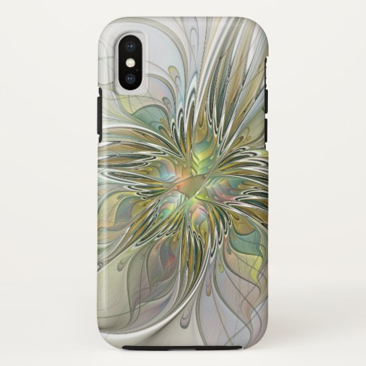 Floral Fantasy Modern Fractal Art Flower met Gold Case-Mate iPhone Case (Achterkant)