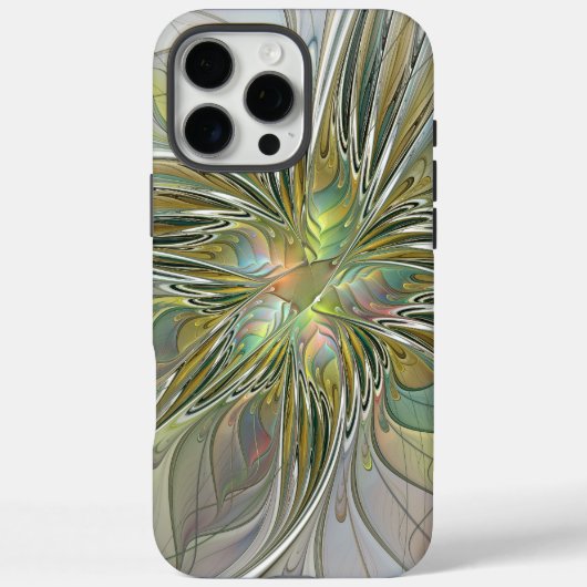 Floral Fantasy Modern Fractal Art Flower met Gold Case-Mate iPhone Case (Achterkant)