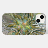 Floral Fantasy Modern Fractal Art Flower met Gold Case-Mate iPhone Case (Achterkant (horizontaal))