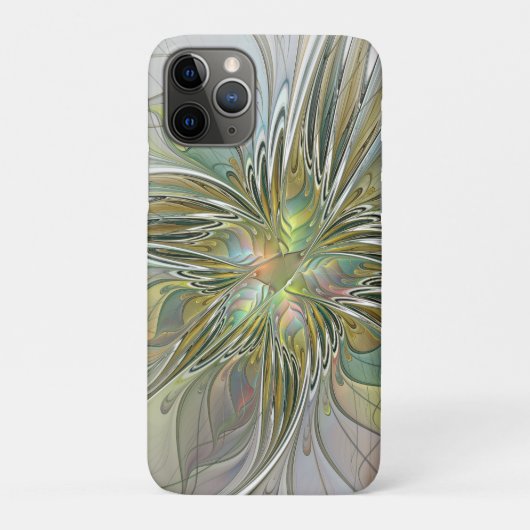 Floral Fantasy Modern Fractal Art Flower met Gold Case-Mate iPhone Case (Achterkant)