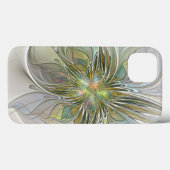 Floral Fantasy Modern Fractal Art Flower met Gold Case-Mate iPhone Case (Achterkant (horizontaal))