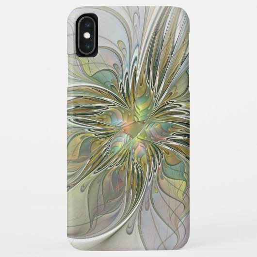 Floral Fantasy Modern Fractal Art Flower met Gold Case-Mate iPhone Case (Achterkant)