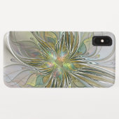 Floral Fantasy Modern Fractal Art Flower met Gold Case-Mate iPhone Case (Achterkant (horizontaal))