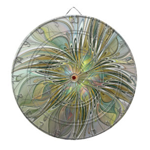 Floral Fantasy Modern Fractal Art Flower met Gold Dartbord