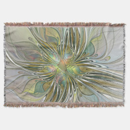 Floral Fantasy Modern Fractal Art Flower met Gold Deken