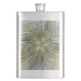 Floral Fantasy Modern Fractal Art Flower met Gold Flacon