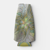 Floral Fantasy Modern Fractal Art Flower met Gold Flesjeskoeler (Voorkant)