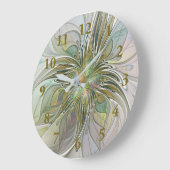 Floral Fantasy Modern Fractal Art Flower met Gold Grote Klok (Hoek)