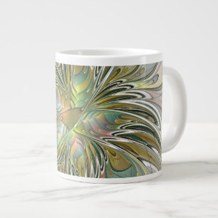 Floral Fantasy Modern Fractal Art Flower met Gold Grote Koffiekop