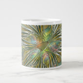 Floral Fantasy Modern Fractal Art Flower met Gold Grote Koffiekop (Voorkant)