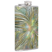 Floral Fantasy Modern Fractal Art Flower met Gold Heupfles (Rechts)