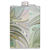 Floral Fantasy Modern Fractal Art Flower met Gold Heupfles (Achterkant)