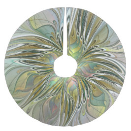 Floral Fantasy Modern Fractal Art Flower met Gold Kerstboom Rok