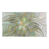 Floral Fantasy Modern Fractal Art Flower met Gold Kussensloop (Achterkant)