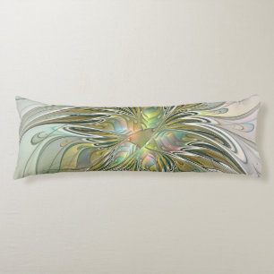 Floral Fantasy Modern Fractal Art Flower met Gold Lichaamskussen