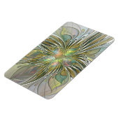 Floral Fantasy Modern Fractal Art Flower met Gold Magneet (Linkerzijde)