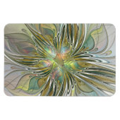 Floral Fantasy Modern Fractal Art Flower met Gold Magneet (Horizontaal)