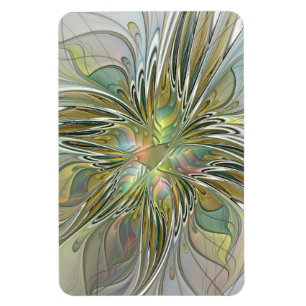 Floral Fantasy Modern Fractal Art Flower met Gold Magneet