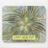 Floral Fantasy Modern Fractal Art Flower met Gold Muismat (Voorkant)