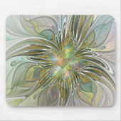 Floral Fantasy Modern Fractal Art Flower met Gold Muismat (Voorkant)