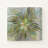 Floral Fantasy Modern Fractal Art Flower met Gold Notitieboek (Achterkant)