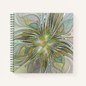 Floral Fantasy Modern Fractal Art Flower met Gold Notitieboek (Voorkant)