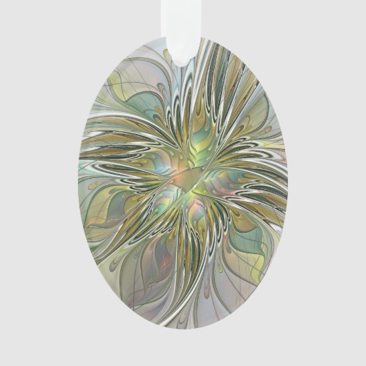 Floral Fantasy Modern Fractal Art Flower met Gold Ornament (voorkant)