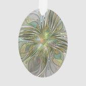 Floral Fantasy Modern Fractal Art Flower met Gold Ornament (achterkant)