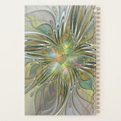 Floral Fantasy Modern Fractal Art Flower met Gold Planner (Achterkant)