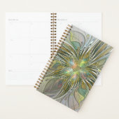 Floral Fantasy Modern Fractal Art Flower met Gold Planner (Display)