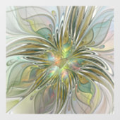 Floral Fantasy Modern Fractal Art Flower met Gold Raamsticker (Vel)