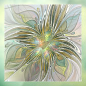 Floral Fantasy Modern Fractal Art Flower met Gold Raamsticker (Vel 3)