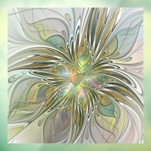 Floral Fantasy Modern Fractal Art Flower met Gold Raamsticker (Vel 3)
