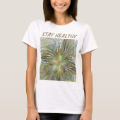 Floral Fantasy Modern Fractal Art Flower met Gold T-shirt (Voorkant)