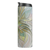 Floral Fantasy Modern Fractal Art Flower met Gold Thermosbeker (Geroteerd rechts)