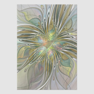 Floral Fantasy Modern Fractal Art Flower met Gold Tissuepapier