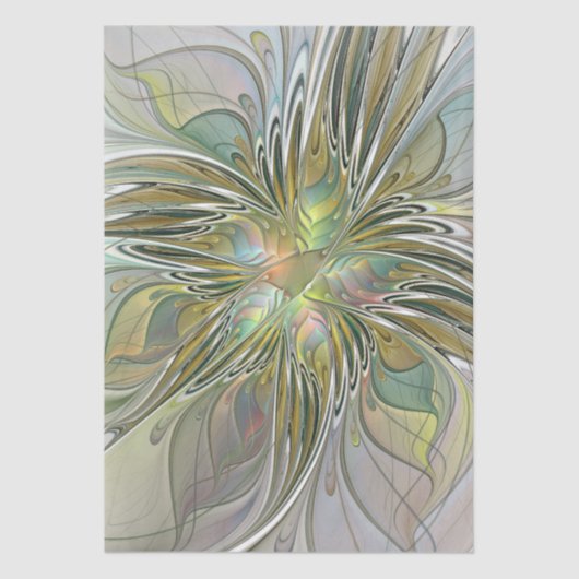 Floral Fantasy Modern Fractal Art Flower met Gold Tissuepapier (Voorkant)