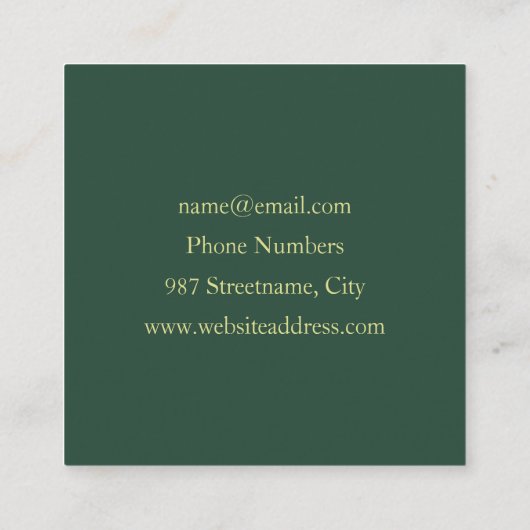 Floral Fantasy Modern Fractal Art Flower met Gold Vierkante Visitekaartje (Achterkant)