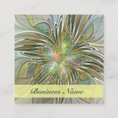 Floral Fantasy Modern Fractal Art Flower met Gold Vierkante Visitekaartje (Voorkant)